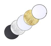 Qukaim Reflector de luz de disco redondo 5 en 1 de 110 cm, difusor de fotografía portátil con dorado, plateado, blanco, negro, ideal para estudio y uso al aire libre
