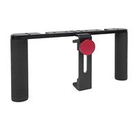 Qukaim Soporte de teléfono móvil de doble mano, soporte de metal para grabación de fotografía en vivo, diseño universal para teléfonos, ligero, portátil, ideal para transmisión en vivo y vlogging