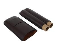 Qukaim Soporte para puros de viaje de 2 dedos, funda de cuero portátil resistente al desgaste con cortador, diseño ventilado para uso en negocios, compacto y elegante