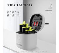 Qukaim TELESIN - Juego de cargador de batería para cámara deportiva, 1 caja de carga de batería de 3 ranuras IP54 impermeable + 2 baterías de 1750 mAh para Hero 11/10/9, carga rápida con ranuras para