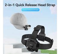 Qukaim Telesin QHM-001 - Diadema 2 en 1 para cámara de acción, correa ajustable para la cabeza con soporte de sombrero de cámara de liberación rápida, compatible con 12/11/10/9/8/7, bolsillo 2