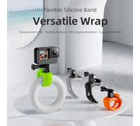 Qukaim Telesin TLQ-001 - Soporte de correa de muñeca ajustable, pulsera de silicona flexible para cámara de acción, rotación de 360°, compatible con 12/11/10/9/8/7, bolsillo 2