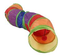 Qukaim Túnel plegable para gatos, túnel iridiscente plegable, tubo de nailon con bola interactiva y 4 puertas para cachorros, gatitos, conejos, 90 x 25 cm