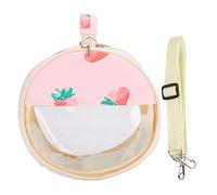 Qukaim Visible Pet - Bolsa portátil para hámster, bolsa transparente para exteriores, para ardilla, loro, erizo, bolsa de viaje para mascotas, diseño de fresa rosa