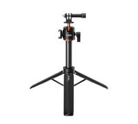 Qukaim VRIG TP-08S - Soporte de trípode para cámara deportiva mejorada, aleación de aluminio, altura máxima de 55 cm, montaje de zapata fría, cabezal de bola giratorio de 360°, compatible con 13/12/11