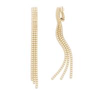 QUKE Pendientes bohemios con clip de borla de cristal de circonita cúbica de oro bohemio con cadena larga no perforada para mujeres y niñas, S, Cristal, Crystal