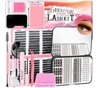 QUKLOGEN Kit de extensiones de pestañas esponjosas, 802 unidades, pestañas personalizadas, pegamento para pestañas y sellador, removedor de pegamento, pinzas, cepillo de pestañas mini aplicador