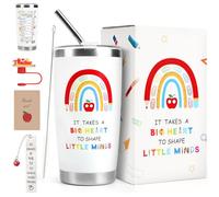 Qulable Regalos para profesores para mujeres, taza de viaje de 20 onzas con popote y tapa, tarjeta personalizada y marcapáginas, vaso de regalo para profesores de estudiantes y padres, taza aislada