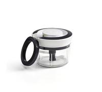 QULINART Picadora manual de 350 ml, cuchillas de acero inoxidable 304, sin BPA, cortador de verduras, cebollas, ajos, frutas, hierbas, fácil de limpiar, apto para lavavajillas, negro/blanco