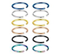 Qulkws 12 anillos de nariz falsos de acero inoxidable, anillo de labios, anillo de nariz falso, aros de nariz, aros de nariz, puños de nariz de clip, anillos de nariz falsos, joyería no perforada para