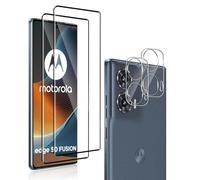 QULLOO 2+2 Piezas Cristal Templado Protector de Pantalla para Motorola Moto Edge 50 Fusion + TPU Protector de Lente de cámara, 9H Dureza Vidrio Templado Sin Burbujas.