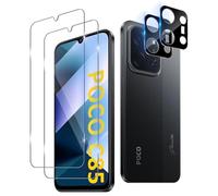 QULLOO 2+2 Piezas Protector de Pantalla para Xiaomi Poco C85 + Protector de Lente de cámara, 9H Dureza Vidrio Templado Sin Burbujas Cristal Templado