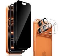 QULLOO 2 Piezas Protector de Pantalla Privacidad Compatible con iPhone 17 PRO MAX + 2 Piezas Protector de Lente de Cámara,9H Dureza Anti-Spy Cristal Templado HD Vidrio Templado