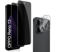 QULLOO 2 Piezas Protector de Pantalla Privacidad Compatible con OPPO Reno 13 + 2 Piezas Protector de Lente de Cámara,9H Dureza Anti-Spy Cristal Templado HD Vidrio Templado