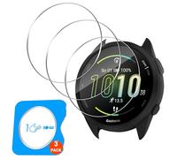 QULLOO 3 Piezas Protector de Pantalla para Garmin Forerunner 165, Cristal Templado Con posicionador de montaje, 2.5D HD cobertura completa Vidrio, Sin Burbujas Transparente Screen Protector