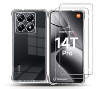 QULLOO Carcasa para Xiaomi 14T Pro Funda [1 Pack] + Protector de Pantalla [2 Pack],9H Dureza Film Cristal Templado Ultra Fina Silicona Flexible TPU Cover - Transparente