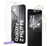 QULLOO Cristal Templado para Samsung Galaxy Z Flip 7 FE / Flip7 FE 5G, HD Frontal Vidrio Templado + Dentro Flexible Protector de Pantalla + Protector de Lente de Cámara [2+2+2 Piezas]