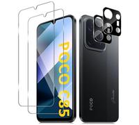 QULLOO para Xiaomi Poco C85 Protector de Pantalla, [2+2 Piezas] Cristal Templado & Protector de Lente de Cámara, Ultra HD Sin Burbujas 9H Dureza Vidrio Templado