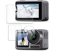 QULLOO Protector de Pantalla de Cristal Templado para DJI Osmo Action CAM Cámara Láminas + Lens Protection Film Mejorado Película de Fibra de Vidrio Templado Anti-Scratch para DJI Osmo Action