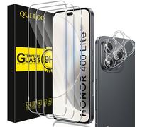 QULLOO Protector de Pantalla para Honor 400 Lite 5G, 3 Piezas Cristal Templado y 2 Piezas Protector de Lente de Cámara, Dureza 9H Ultra Resistente Vidrio Templado
