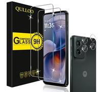 QULLOO Protector de Pantalla para Motorola Moto G55, 2 Piezas Cristal Templado y 2 Piezas Protector de Lente de Cámara, Dureza 9H Ultra Resistente Vidrio Templado