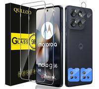 QULLOO Protector de Pantalla para Motorola Moto G56 5G, 2 Piezas Cristal Templado y 2 Piezas Protector de Lente de Cámara, Dureza 9H Ultra Resistente Vidrio Templado