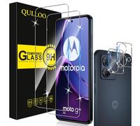 QULLOO Protector de Pantalla para Motorola Moto G84 5G [2 Piezas] + Protector de Lente de Cámara [2 Piezas], 9H HD Alta Sensibilidad Cristal Templado para Motorola Moto G84