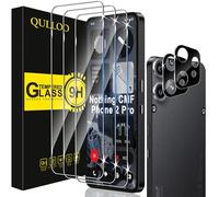 QULLOO Protector de Pantalla para Nothing CMF Phone 2 Pro, 3 Piezas Cristal Templado y 2 Piezas Protector de Lente de Cámara, Dureza 9H Ultra Resistente Vidrio Templado