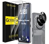 QULLOO Protector de Pantalla para Nothing Phone 3a Pro, 2 Piezas Cristal Templado y 2 Piezas Protector de Lente de Cámara, Dureza 9H Ultra Resistente Vidrio Templado