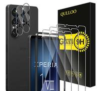 QULLOO Protector de Pantalla para Sony Xperia 1 VII, 3 Piezas Cristal Templado y 2 Piezas Protector de Lente de Cámara, Dureza 9H Ultra Resistente Vidrio Templado