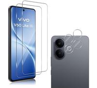 QULLOO Protector de Pantalla para Vivo V60 Lite 5G, 2 Piezas Cristal Vidrio Templado y 2 Piezas Protector Lente Cámara, [Dureza 9H] HD Anti-Arañazos Película Protectora, Fácil instalación