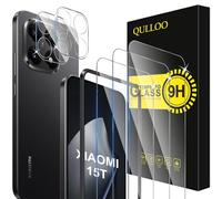 QULLOO Protector de Pantalla para Xiaomi Mi 15T 5G, 3 Piezas Cristal Templado y 2 Piezas Protector de Lente de Cámara, Dureza 9H Ultra Resistente Vidrio Templado