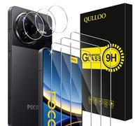 QULLOO Protector de Pantalla para Xiaomi Poco F7 Pro / F7 Ultra 5G, 3 Piezas Cristal Templado y 3 Piezas Protector de Lente de Cámara, Dureza 9H Ultra Resistente Vidrio Templado