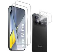 QULLOO Protector de Pantalla para Xiaomi Poco F8 Pro, 2 Piezas Cristal Vidrio Templado y 2 Piezas Protector Lente Cámara, [Dureza 9H] HD Anti-Arañazos Película Protectora, Fácil instalación