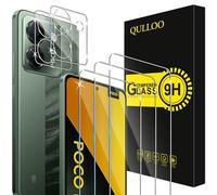QULLOO Protector de Pantalla para Xiaomi Poco M7 Pro 5G, 3 Piezas Cristal Templado y 2 Piezas Protector de Lente de Cámara, Dureza 9H Ultra Resistente Vidrio Templado