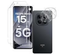 QULLOO Protector de Pantalla para Xiaomi Redmi Note 15 5G/ Poco M8 [No es de Cristal], 2 Piezas películas de hidrogel y 2 Piezas Protector Camara Cristal Templado,Fácil instalación