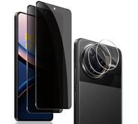 QULLOO Protector de Pantalla Privacidad Compatible con Xiaomi Poco F7 Pro / F7 Ultra, 2+2 Piezas Anti-Spy Cristal Templado + Protector de Lente de Cámara, 9H Dureza Vidrio Templado