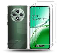 QULLOO Transparente Funda para OPPO Reno 12 FS (4G/5G)/ Reno 12F (4G/5G) / 12 F Carcasa [1 Pack] + Protector de Pantalla [2 Pack], 9H Dureza Film Cristal Templado Silicona Flexible TPU Cover