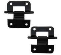 Quluxe Bisagra plegable de 5 cm, bisagras planas semiocultas negras para puertas de armarios de cocina con cierre (paquete de 2)