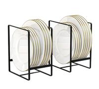 QUMENEY 2 soportes para platos, organizador de armario, multifuncional, soporte para platos, armario de cocina, escurridor, vajilla para platos, tapa de olla, soporte para tabla de cortar, color negro