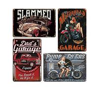 QUMENEY 4 carteles de pared de metal vintage de estaño de plaga, diseño retro para decoración de pared de coche y niña, letrero de estaño para cafetería, bar, pub cerveza (30 x 20 cm)