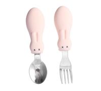 QUMIIRITY 1juego Cubiertos Para Bebés De Inoxidable Diseño De Utensilios De Autoalimentación Cucharas y Tenedores Para Entrenamiento Infantil Para Destete Dirigido