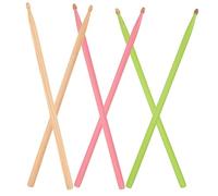 QUMIIRITY 3pares of Percussion Drumsticks for Beginners Wooden Mallet and Natural Colors for Practice and Performance