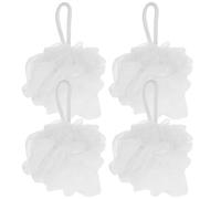 QUMIIRITY 4 Esponjas Vegetales para Ducha Grandes, Bolas de Baño Exfoliantes de Color Claro, Esponjas Corporales Suaves para Limpieza Profunda, Depurador Corporal para Baño Familiar y