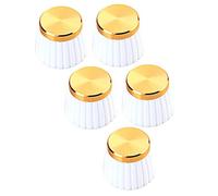 QUMIIRITY 5 Piezas Botón De Sonido Perillas Vocero Negro Volumen Mando Para Guitarra Amplificador Llave Accesorios De Bajo Reemplazo De Tapas De Potenciometro Golden El Plastico