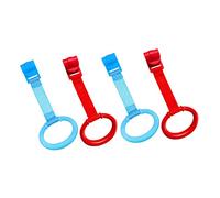 QUMIIRITY Anillos De Soporte Para Cuna De Ñiño y Entrenamiento Para Caminar, 4 Piezas (2 Azules y 2 Rojos), Anillas Ergonómicas De Plástico Resistentes, Accesorio Para Desarrollo y Seguridad Infantil
