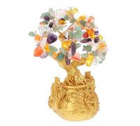 QUMIIRITY Árbol Riqueza Feng Shui de Resina 18 Cm, Adorno de Escritorio Colorido para Hogar y Oficina, Decoración de Fortuna y Prosperidad, Estatua Bonsái para Suerte y Energía Positiva
