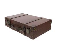 QUMIIRITY Baúl Vintage De Cuero Pequeño, Caja Decorativa Para Almacenamiento, Maleta Retro Acabado Marrón, Diseño Británico Clásico, Adecuado Para Decoración De Tiendas y Fotográfico,