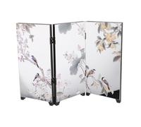 QUMIIRITY Biombo Plegable de Escritorio Tradicional Chino, Mini Pantalla Decorativa de Arte Oriental Espejo, Divisor Portátil para Hogar, Estudio y Oficina, Decoración Feng Shui Compacta