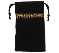 QUMIIRITY Bolsa para Cartas del Tarot de Terciopelo Negro, Bordado, Tamaño Mediano, para Almacenar y Proteger Cartas y Joyas, Ligera y Portátil, Adecuado para Viajes y Uso Diario, Pequeña
